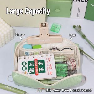 WAPKTY Chống thấm nước Túi đựng bút Khóa đôi PU Hộp đựng bút chì Dung lượng lớn Túi đựng bút chì Vật tư văn phòng phẩm