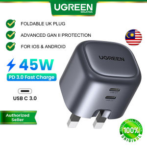 UGREEN 45W GAN Charger Foldable Plug Fast Charging Adapter PD 3.0 QC Quick Charge USB-C Type-C 2 Port for Apple iOS iPhone 17 Pro Max Samsung S25 iPad Tablet Macbook Air