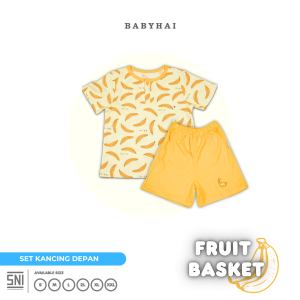 BABY HAI Fruit Basket - Setelan Kancing Depan Baju Pendek Celana Pendek Bayi