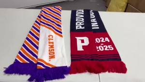 Custom Slogan Knitting Jacuard Delicate Tassel Basketball Football Fan Scarf Fan Club Scarf