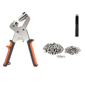 TIMES LORD 10mm Eyelet Hand Press Grommet Puncher with Grommets Manual Press Hole Punch Pliers Portable Non-slip Grommet Eyelet Plier Kit Eyelet Installation Tool
