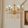Lampu Gantung Kristal 6/8 Lampu Chandelier 50-70cm Gaya retro Amerika Bahan Besi Warna Emas Ruang Tamu Ruang. 