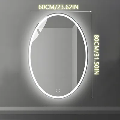 Wall Mounted Oval Smart LED Mirror Luxury Bathroom Waterproof Anti-fog 3 Color Dimmable Touch Screen Makeup Mirror Dimmable Makeup Vanity Mirror