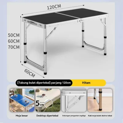Meja Lipat Koper Meja Lipat 120x60cm Aluminium Meja Camping Meja Lipat Outdoor Meja makan lipat biru