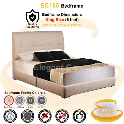 (Super Deal) EC 165 Full Solid Wood Structure Bedframe Katil (King / Queen) 4 colours available