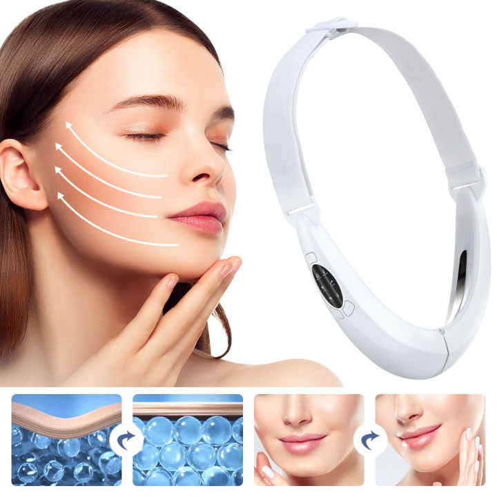 V Shaped Face Lifting Device Ems Facial Slimming Vibrates Massager Led