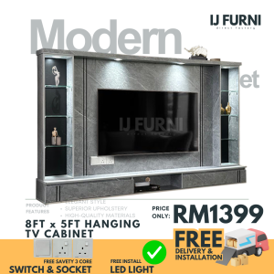 (FREE INSTALLATION) IJ FURNI 8ft Hanging Tv Cabinet Modern 2024 Tv Cabinet Wall Hanging Tv Cabinet Wall Mounted 电视柜 Zaradaa tv Cabinet N design