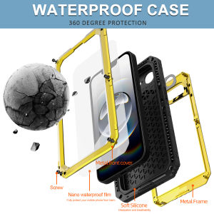 IP68 Waterproof Heavy Duty Aluminum Metal Case For iPhone 16e 16 15 14 Plus 13 12 11 Pro Max XS XR 8 7 SE3 Shockproof Hard Cover