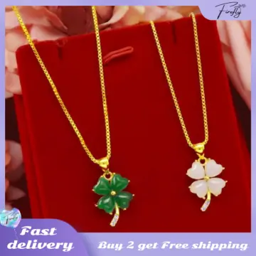Shop 18k Saudi Gold Clover Necklace with great discounts and