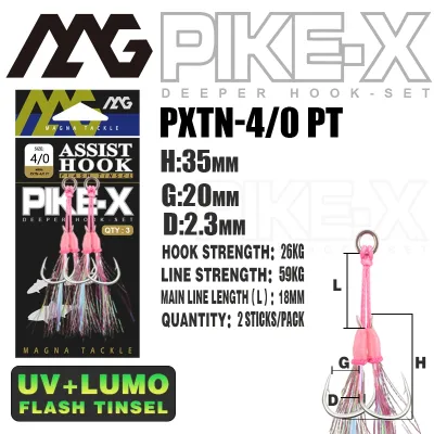 2pcs MAG Pike-X PXTN-PT Double Assist Hook UV Mata Kail Jigging Casting Fishing Tackle Slow Fast Jig Pancing Tinsel