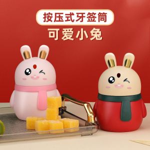 Rabbit Toothpick Box Portable Household Press Automatic Pop-up Toothpick Holder Adorable Creative Cartoon Table Decoration