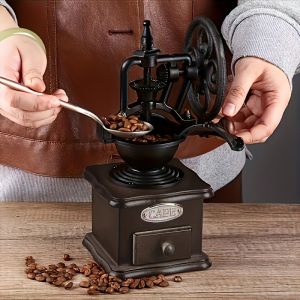 Wooden Manual Coffee Grinder Vintage Hand Grinding Machine with Ceramic Core Hand Crank Coffee Maker
