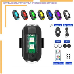【Worth-Buy】 DriveDynasty LED Aircraft Strobe Motorcycle Anti- Lamp With Remote USB Charging 7colors Turn Indicator