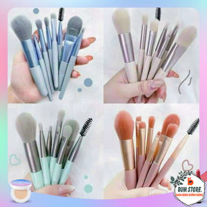 Full Bộ cọ 8 cây makeup lông mềm mịn tặng kèm túi Zip Vintage Bộ cọ trang điểm cá nhân gốm 8 cây chính hãng - BUM STORE