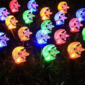 6.5M 10LED Star&Moon Lampu raya Solar Light fairy light Solar led light strip Auto On/Off Outdoor hari raya decoration