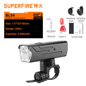 SUPERFIRE Bright Bicycle Front Light Type-c Rechargeable LED Waterproof Bike Lamp Cycling Equipment Flashlight lamp BL56-A Long Lasting Battery Life Bicycle Tools