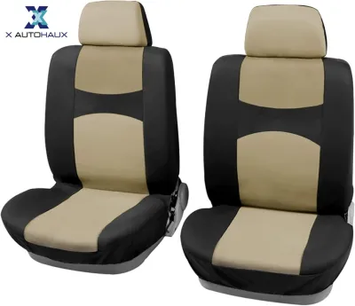 X AUTOHAUX Front Car Seat Cover Set Plain Fabric Plain Fabric Car Seat Covers for Most Cars Trucks SUVs
