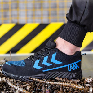 ความปลอดภัย รองเท้าผ้าใบผู้ชาย หัวเหล็ก แบบนิ่ม ระบายอากาศได้ดี