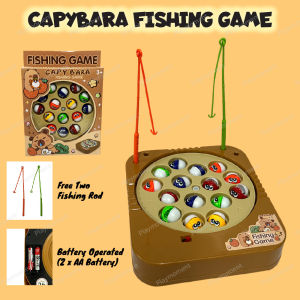 Capybara Rotating Fishing Game Children Educational Toys Parent-child Interactive Games 卡皮巴拉钓鱼玩具旋转钓鱼游戏 *READY STOCK*
