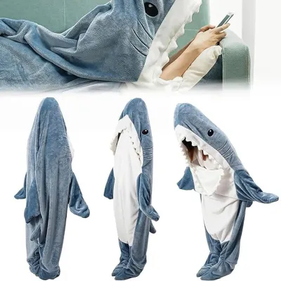 Shark Blanket Wearable Blanket Hooded Super Soft Cozy Flannel Throw Blanket Animal Onesie Shark Sleeping Bag Shark Gifts