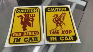 สติ๊กเกอร์ THE KOP in car / RED DEVILS in car ( Liverpool manu ลิเวอร์พูล แมนยู แดงเดือด )