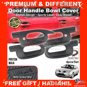 Car Door Handle Protector PROTON WAJA Matte Black Carbon Red Logo Bowl Cover Sticker Trim