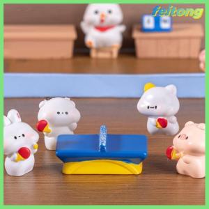 【feitong】🚕🚕【HOT SALE】 ตุ๊กตารูปสัตว์น่ารักสำหรับเล่นปิงปอง5ชิ้นของตกแต่งบ้านตุ๊กตาภูมิทัศน์ขนาดเล็กอุปกรณ์ตกแต่งบ้านแบบทำมือเรซิ่นสำหรับเด็กบ้านของเล่น