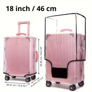JustLiving Transparent Luggage Cover Travel Suitcase Dust Proof Cover Wheeled Suitcase Sleeve Waterproof Wheeled Suitcase Dust Cover Luggage Protector Cover Thicken Suitcase Protector Cover