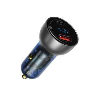 DGYC Baseus 65W PPS Car Charger with Dual USB Type-C PD QC Fast Charging for Laptop Translucent Car Phone Charger for iPhoneNKP