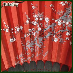 TakeJoy Vintage Chinese Style Folding Fan bamboo hand fan Wooden Shank Classical Dance Fan with Tassel Elegent Female Fan Home Decor