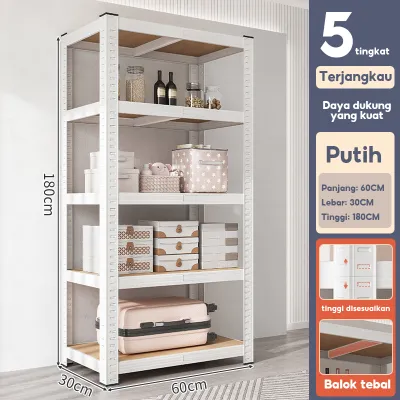 Rak Besi Siku Boltless 4 Susun 5 Susun Rak Gudang Serbaguna Rak Penyimpanan Kokoh Gratis Kaki Karet