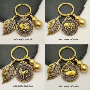Móc Khóa Oto Xe Máy Phong Thủy 12 Con Giáp Bằng Đồng