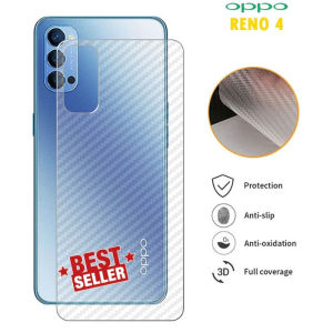 Skin Carbon OPPO RENO 4 - Anti Gores Belakang Garskin Back Transparan Motif Putih Transparan Screen Sticker