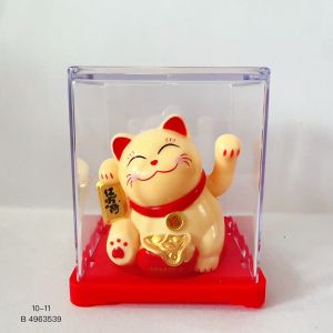 Fengshui Lucky Cat Mini Maneki Neko Cat Waiving Solar Good Luck Wealth Decor Charm Figurine