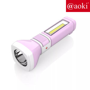 AOKI Senter tangan LED 15W+COB Baterai lhitium tahan lama warna ungu biru