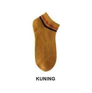 DRKS67 Kaos Kaki Pria Wanita Simple Polos Garis Kaos Kaki Pendek Warna Netral Garis