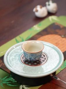 Kirilgu 2/PCS  65ML Ruyao Ceramic Tea Set Tea Set Small Tea Cup Single Cup Blue and White Porcelain Cup Chazhan Personal Cup Bowl B8T9H