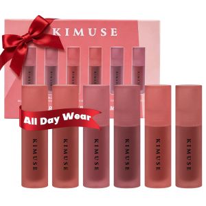 KIMUSE Water Gel Lip Tint 6 Colors Set Highly Pigmented Long Lasting Moisturizing Glossy Lip Stains Hydrate Lightweight Lip Gloss Makeup