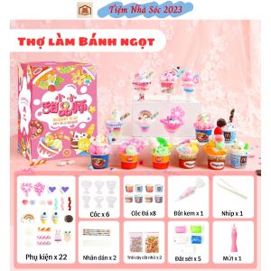 Bộ đồ chơi DIY tự làm đồ tráng miệng bánh kem tạo hình cốc kem kèm phụ kiện cho bé-Tiệm Nhà Sóc 2023