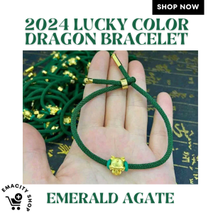 2024 DRAGON EMERALD GREEN LUCKY CHARM WEALTH DRAGON BRACELET COLOR STRING CHARM BRACELET FOR STRENGTH AND POWER