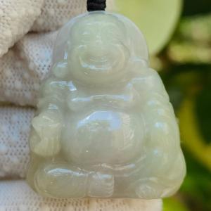 Laughing Buddha Natural Type A Jadeite Pendant 🌱💧 | Feng Shui Luck + Zi Wei Dou Shu Approved (Sku: pendant446)