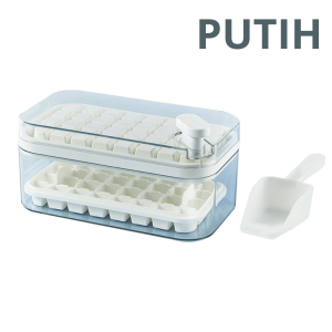 Cetakan Es Batu 32 Grid 2 Tray Wadah Transparan / Ice Cube Maker Dengan Press Handle Sekali Tekan CFYP