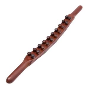 Tongkat Pijat Gua Sha 20 Manik Tongkat Pijat Punggung Kayu Pada Alat Pelangsing Tubuh