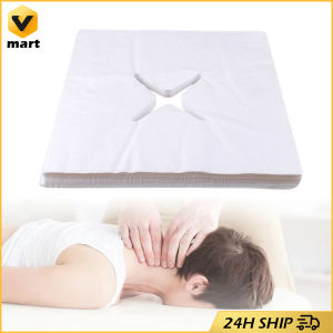 100Pcs Disposable Massage Table Sheets Headrest Pads Face Pillow Cover Cushion Cover Massage Table Head Rest Covers Disposable Massgae Sheet Drapes Sheet Blue Spa Towel Non-woven Sterile Hotel Sheet Disposable hotel towel