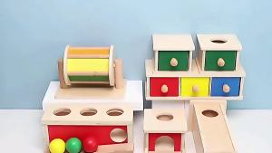2026 Kindergarten Montessori Wooden Toys Winder Object Permanence Coin Drawer Game Textile Drum Teaching Aids Sensory Toys