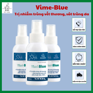 Dung dịch xịt Vime-blue  sát trùng da vết thương cho chó mèo chai 100ml
