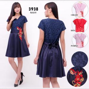 Femme Ols- Mini Dress Brukat Aplikasi Bordir 3938
