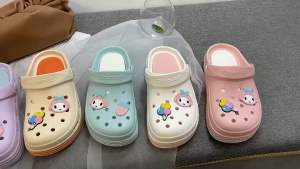 รองเท้าหัวโตผู้ใหญ่ รองเท้าเมโลดี้ สีพาสเทล น่ารักสุดๆ รองเท้าแตะยางนิ่มแบบสวมรัดส้น นิ่มใส่สบาย