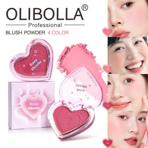 OLIBOLLA 4-Color Heart Shape Blush Palette - Ultra-Fine Powder Even Color 4 Shades for Natural Rosy Cheeks Long-Lasting & No Fallout