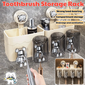 Hanging Toothbrush Organizer Suction Cup Bathroom